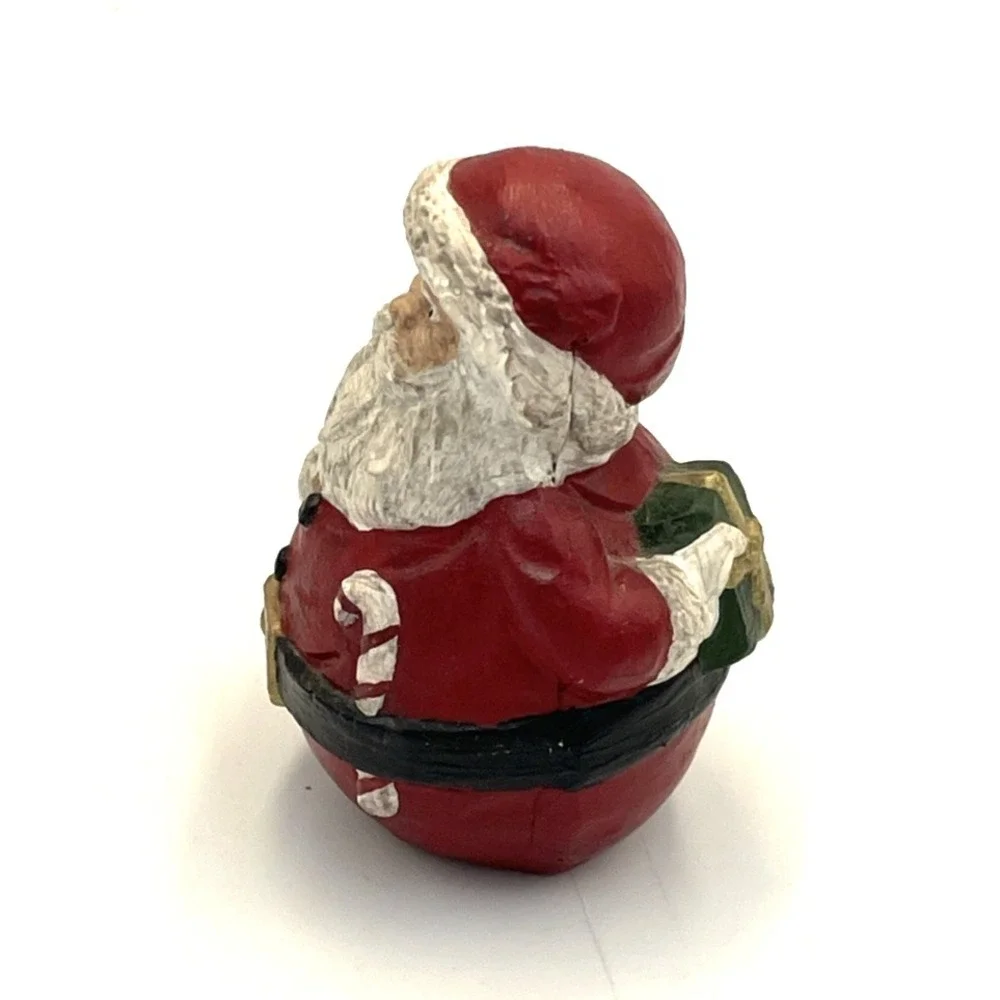 Vtg Hand Painted Resin Santa Figurine Bulbous 2.75